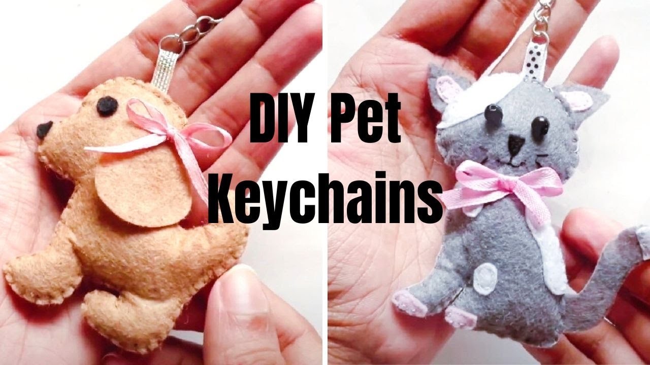 Felt craft Cat and Dog Beginner Friendly Tutorial with KraftWithRad - Felt Cat and Dog Keyring DIY
