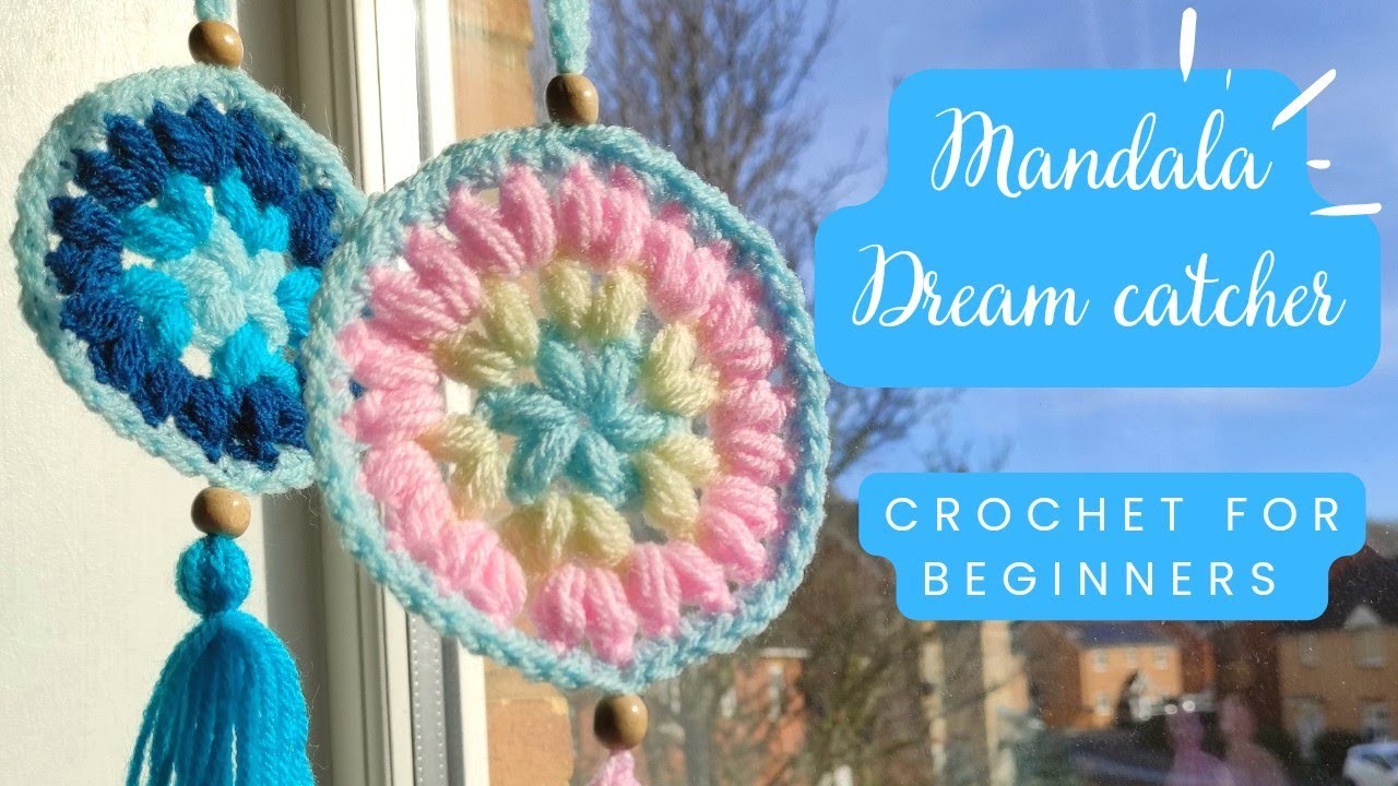 How to Crochet Dream Catcher, Mandala. Quick and easy scrap yarn DIY project for beginners. Slow.