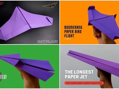 How to fold 4 different paper airplanes | Tutorial Paper Plane