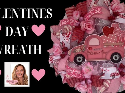 How to Make a Pink Truck Valentines Day Wreath, DIY Cruffle Method Mesh Wreath, Home Decor