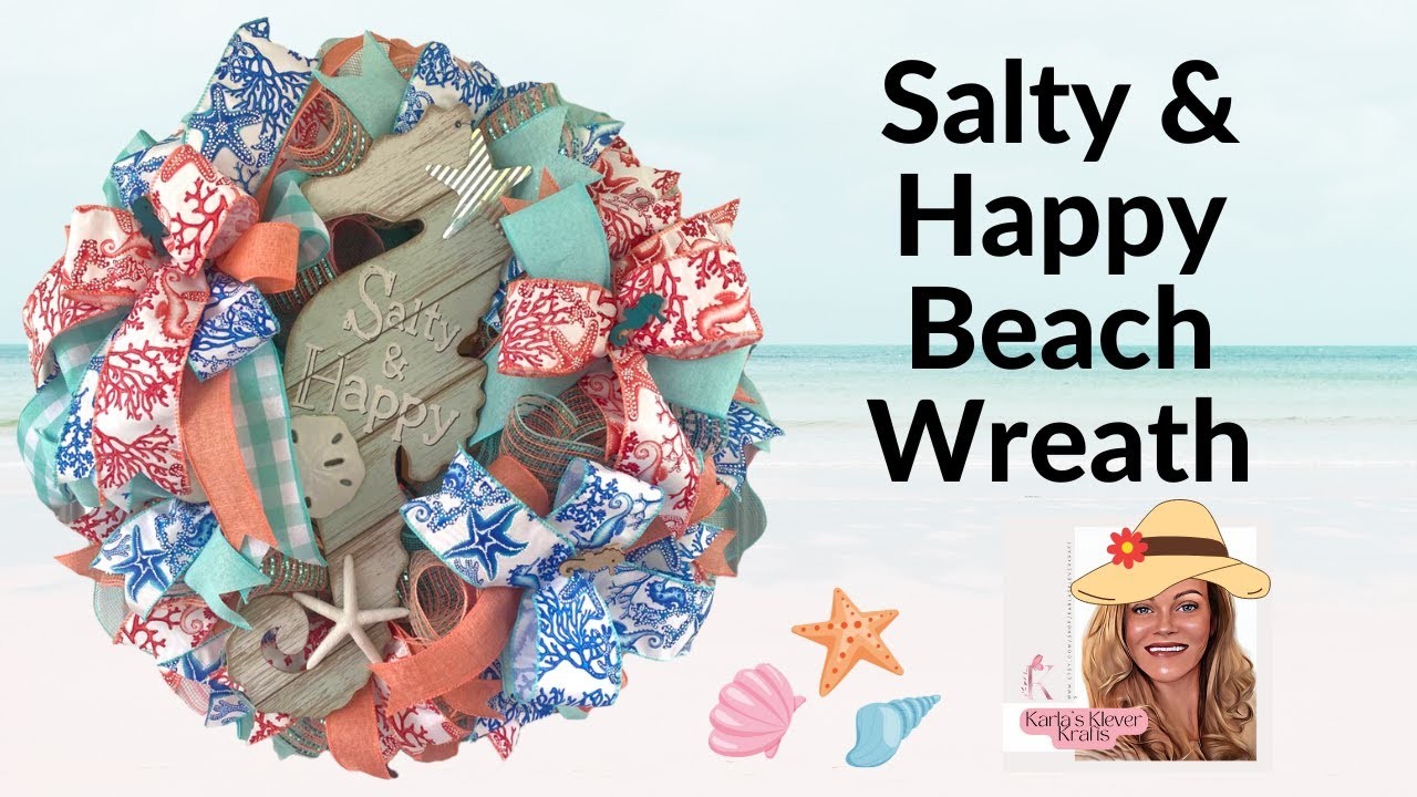 How to Make a Seahorse Beach Theme Summer Deco Mesh Wreath, DIY Home Decor Tutorial, Cruffle Method