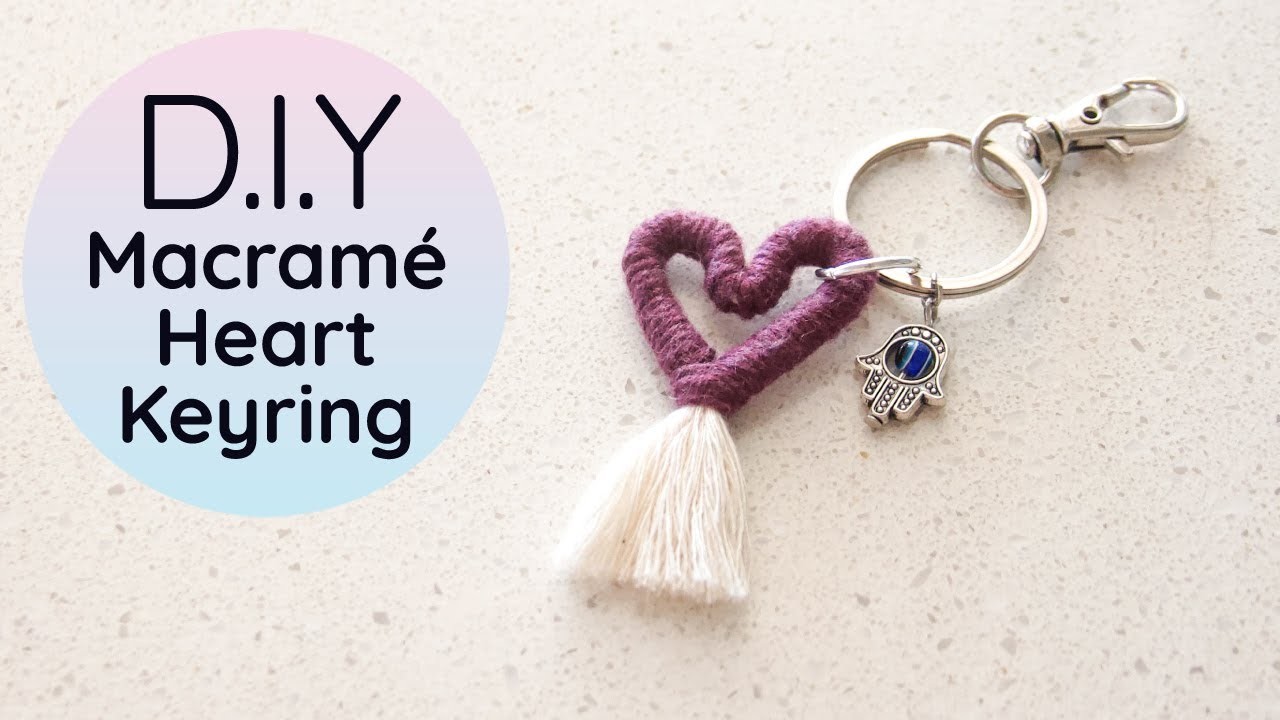 Macrame Heart Keychain Tutorial | Valentines day craft project | Macrame Heart Shape Keyring