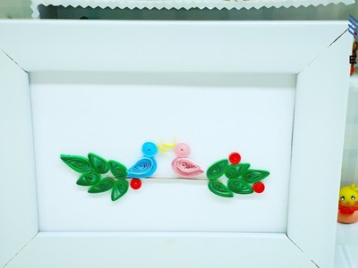 Make paper quilling nightingale singing on apple branch | Quilling tutorial