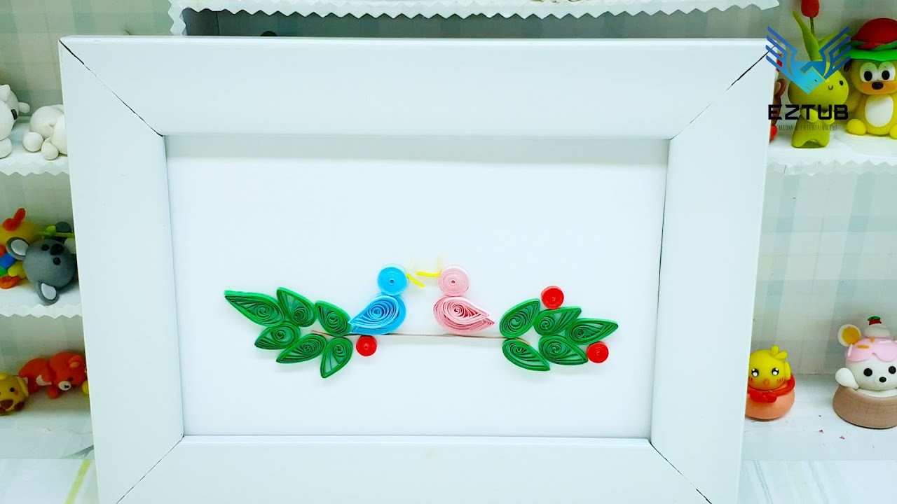 Make paper quilling nightingale singing on apple branch | Quilling tutorial