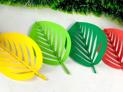 Paper Crafts For School | Beautiful  Paper Leaves For Flowers Making | Home Decor | Paper Craft