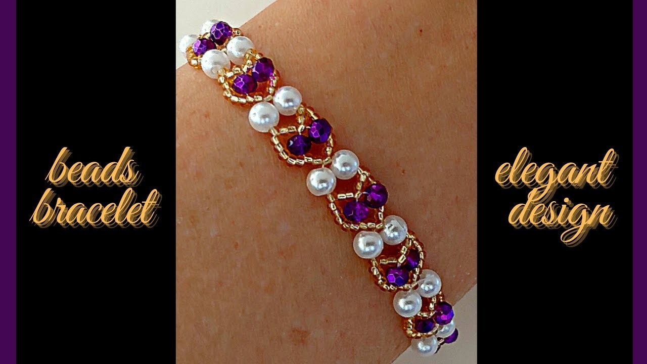 Purple bracelet. elegant design. beads bracelet tutorial