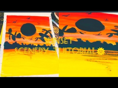 Sun_Set_Scenery???? | Tutorial | painting for beginners|@aishwarya_the_creative_sta3675