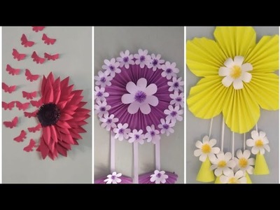 Three beautiful and easy paper flower wall hanging |DIY paper craft home decor | Crafty Girl Studio