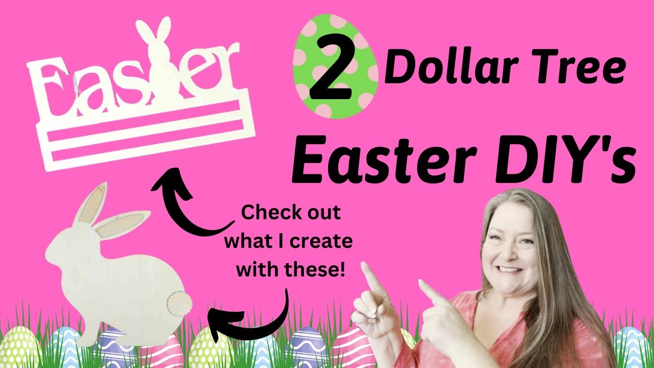 2 Dollar Tree Easter DIY's ~ New Easter Rail From Dollar Tree ~ Wood Cutout Bunny DIY Fun & Easy
