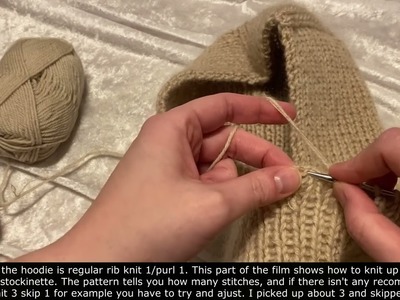 Balaclava.hoodie - pick up. knit stitches around edge - iCord string