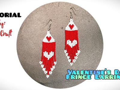Beading Tutorial: How to Make Brick Stitch Hearts Fringe Earring.Valentine's Day Earring.DIY