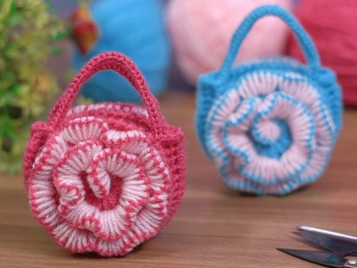 Beautiful????Crochet mini flower purse.tunisian knitting.Tığ işi mini çiçek çanta.tunus örgüsü