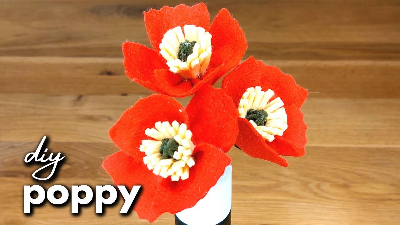 Beginner Poppy Tutorial | How To Make Felt Flowers | Realistic Poppy DIY