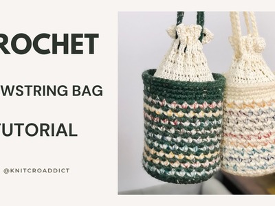 Crochet Drawstring Bag Tutorial - DIY Crochet Bag Tutorial Beginner crochet projects