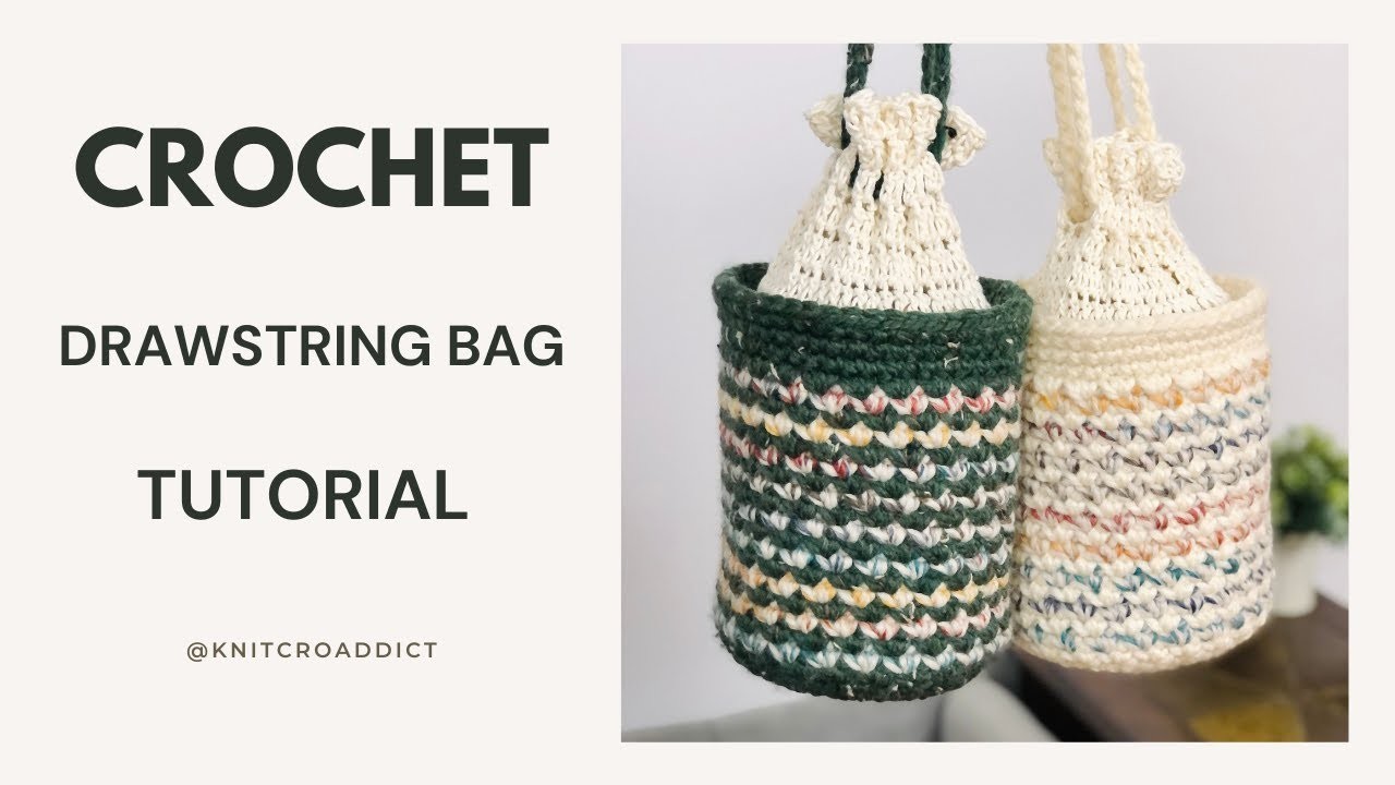 Crochet Drawstring Bag Tutorial - DIY Crochet Bag Tutorial Beginner crochet projects