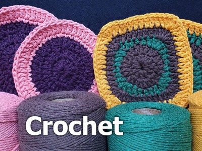 Crochet square and circle.  Easy tutorial