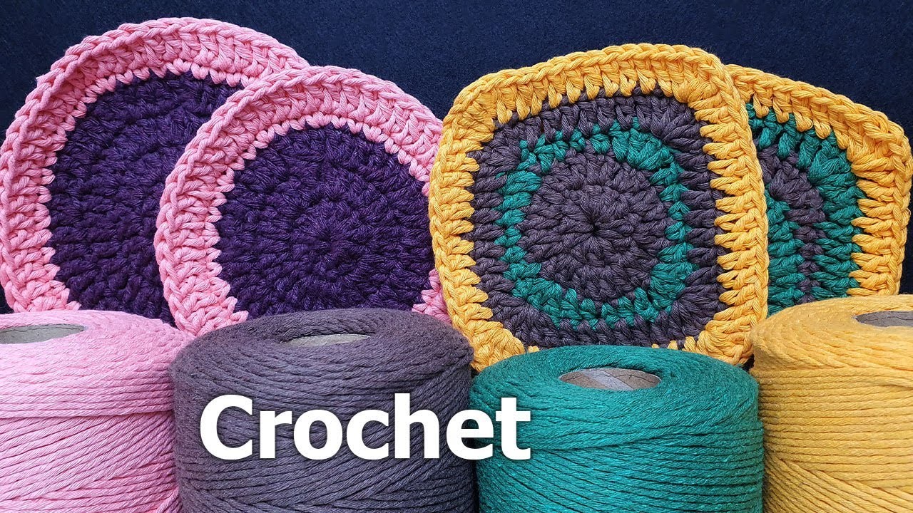 Crochet square and circle.  Easy tutorial