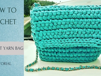 Crochet t-shirt yarn handbag ???? tutorial. .