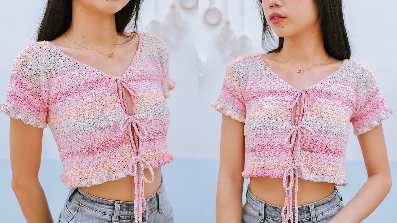 Crochet Tie Front Top Tutorial | Crochet Crop Cardigan | Chenda DIY