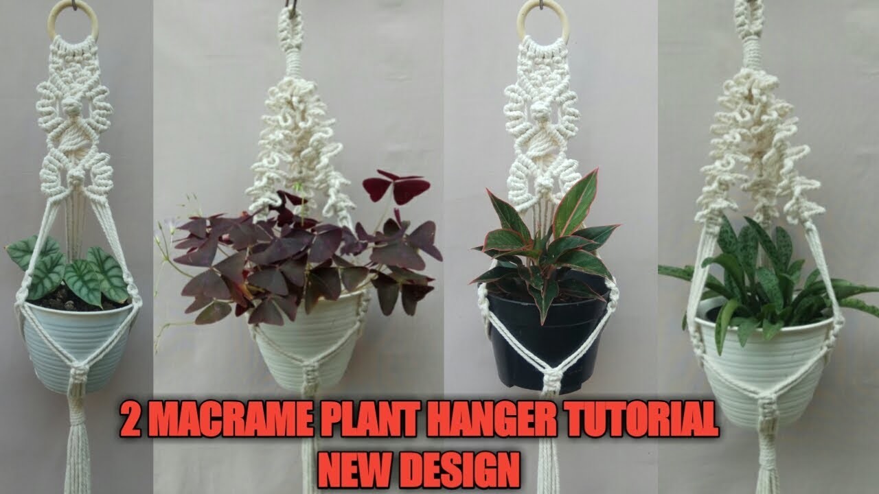 DIY 2 Macrame Plant Hanger Tutorial New Design | 2 Cara membuat Membuat gantungan pot macrame