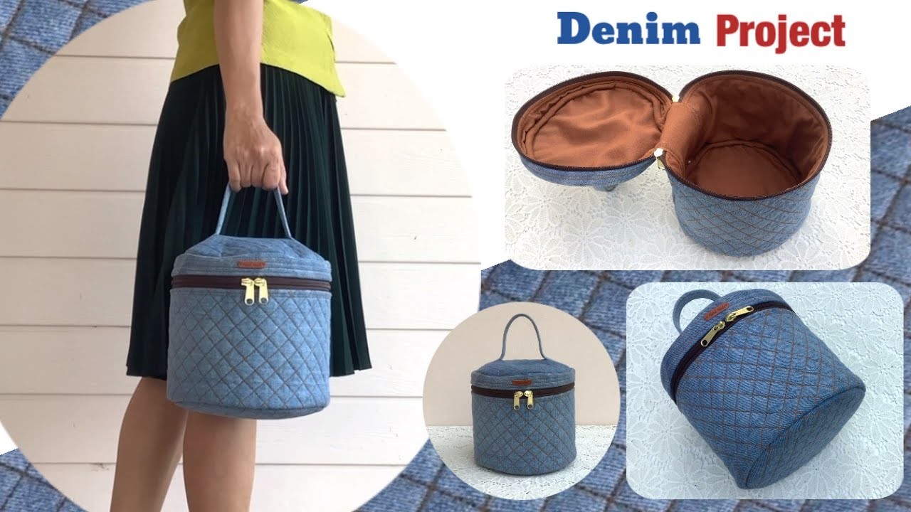 Diy a denim circle tote bag tutorial, sewing diy a denim circle tote bag patterns, denim projects