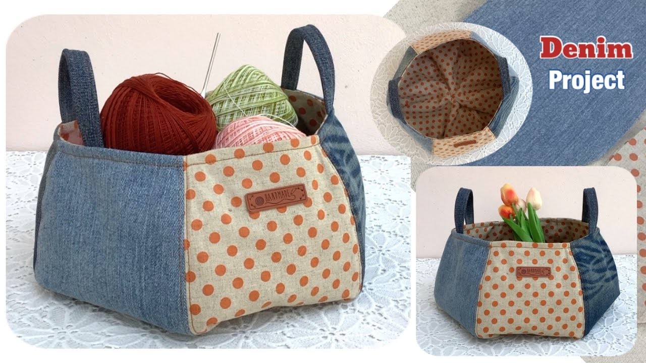 Diy a denim storage basket tutorial , sewing diy a fabric basket patterns , pumpkin basket tutorial