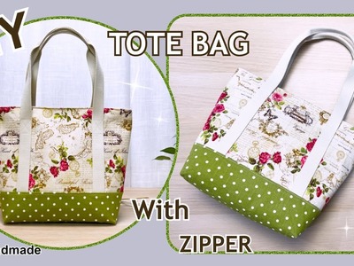 Diy Cute Tote Bag With A Zipper Pocket Inside Sewing Tutorial | How to Make Handbag With A  Zipper |
