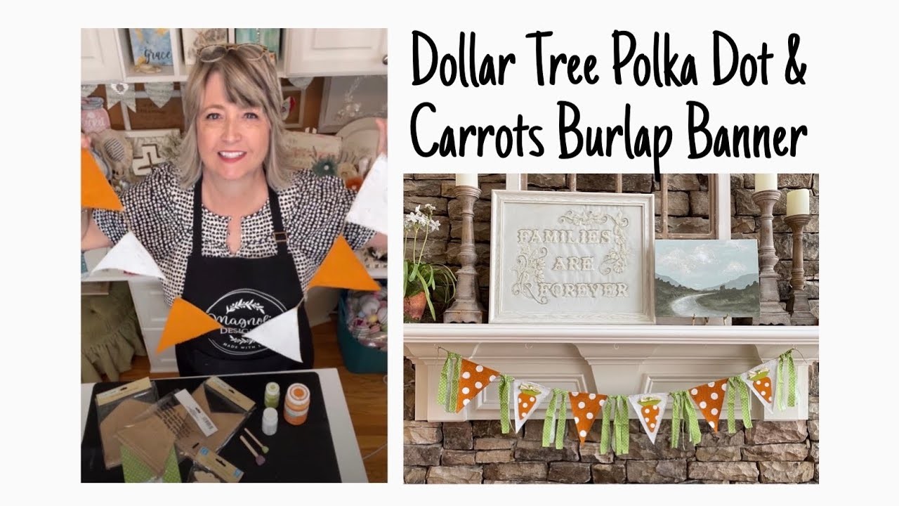 DIY Dollar Tree Polka Dot & Carrots Burlap Banner