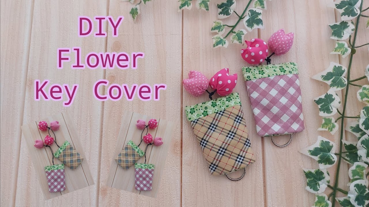 DIY Flower Keycover. How to make beautiful keycover. How to sew keycover. keycover bag. basic sewing