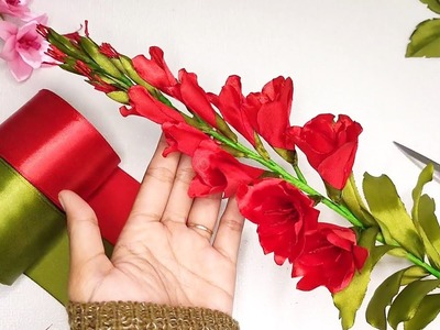 DIY | How To Make Satin Ribbon Flower | Red Flower Tutorial