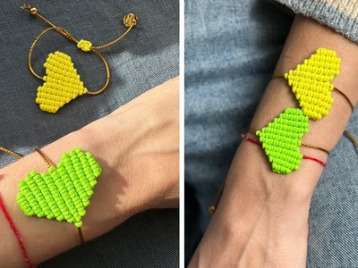 DIY: Macrame bracelet with heart Tutorial. Macrame for beginners