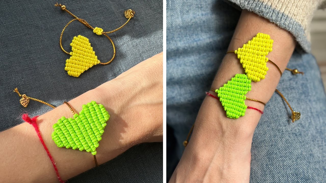DIY: Macrame bracelet with heart Tutorial. Macrame for beginners
