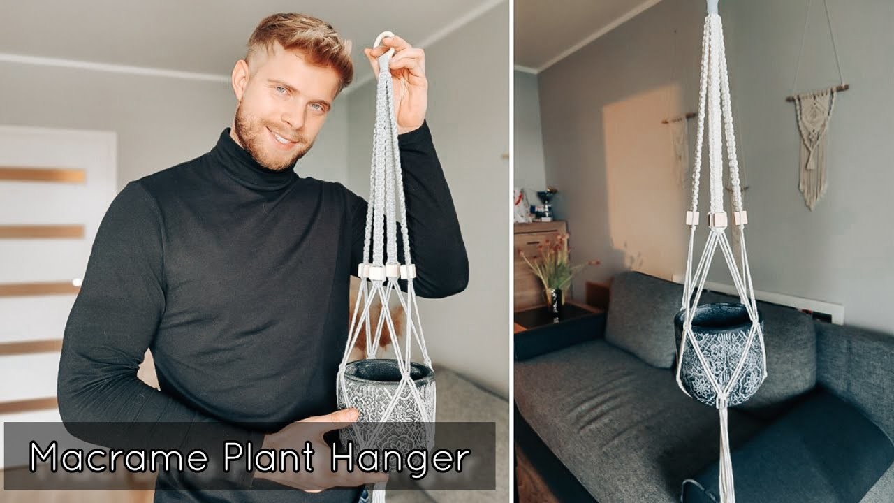 DIY MACRAME PLANT HANGER WITH BEADS TUTORIAL | Kwietnik ze sznurka MAKRAMA