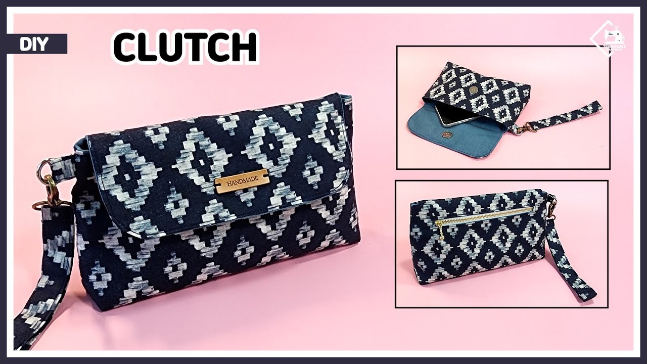 DIY Making a clutch with a pattern of one piece. sewing tutorial  [Tendersmile Handmade]