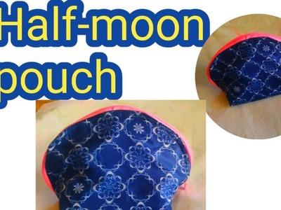 DIY Mini Half-moon pouch.Sew Makeup pouch.Easy sewing tutorial