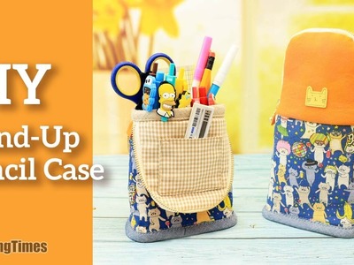 DIY Stand-Up Pencil Case | Step-by-Step Tutorial???? Crafting Your Own Fabric Pencil Case [sewingtimes]