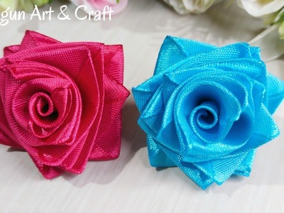 DIY - Tutorial Bunga Mawar dari Pita Satin (How to make Easy Rose Ribbon) - Ide kreasi Mawar