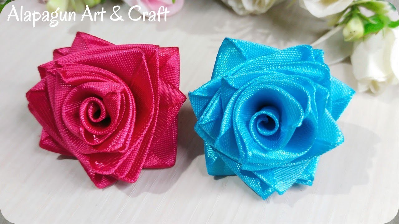 DIY - Tutorial Bunga Mawar dari Pita Satin (How to make Easy Rose Ribbon) - Ide kreasi Mawar