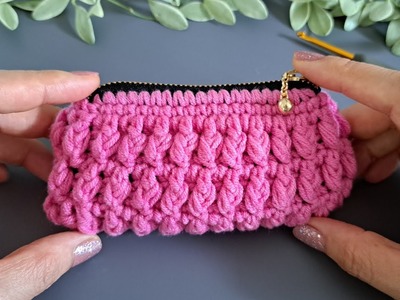 DIY Tutorial - How to crochet mini coin purse with zipper - Step by Step