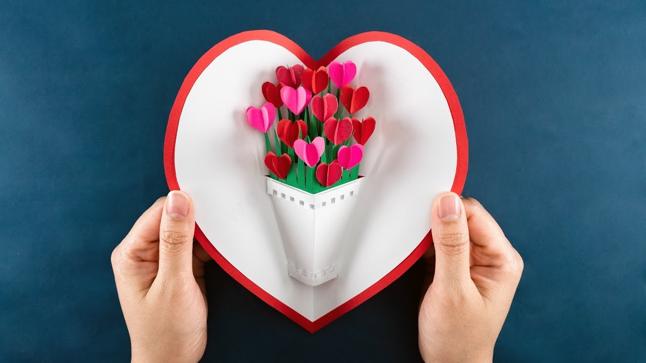 DIY Valentine Pop up Card - 3D Heart Pop up Card - Pop Up Card Tutorial -Paper Crafts