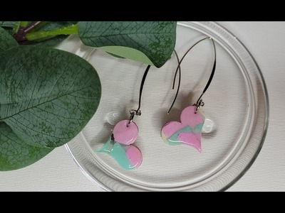 DIY: Valentine's day polymer clay earrings, bright pastel color hearts: Tutorial