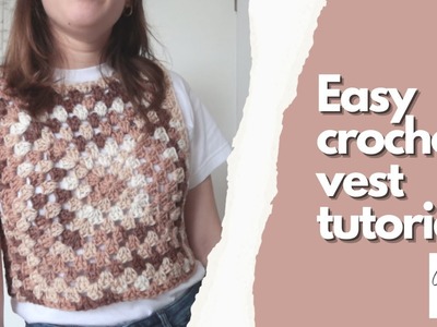 Easy crochet granny square vest tutorial - DIY
