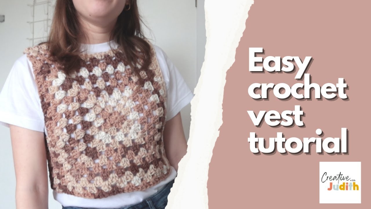 Easy crochet granny square vest tutorial - DIY
