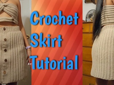 Easy tutorial for beginners. DIY Crochet skirt with buttons #crochet