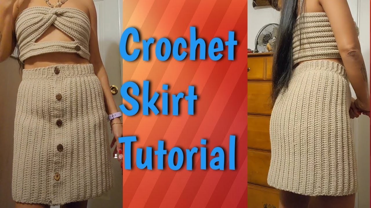 Easy tutorial for beginners. DIY Crochet skirt with buttons #crochet