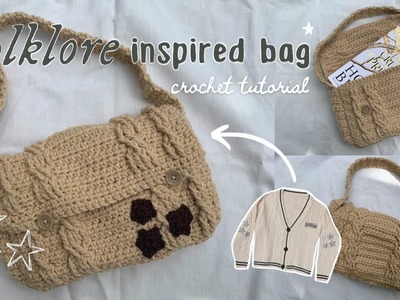 Folklore inspired cable bag ✨easy✨ crochet tutorial
