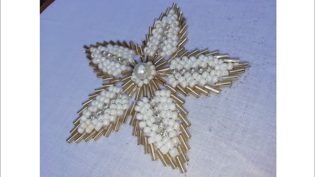 Hand Embroidery, Flower Embroidery Tutorial with Beads#flowersembroidery#begginers