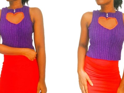 How to Crochet Heart Cut Shape Tank Top Tutorial DIY