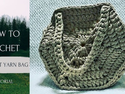 How to crochet t-shirt yarn bag. . tutorial