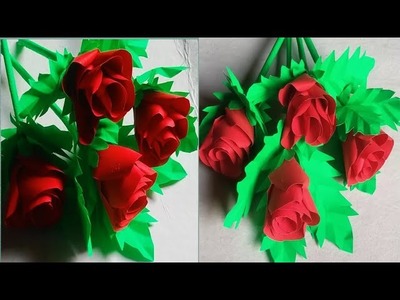 How to make Easy paper Rose | paper Flowers Tutorial